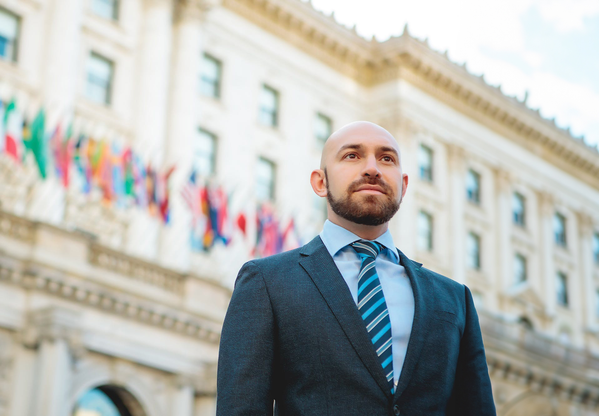 doctor in front of building